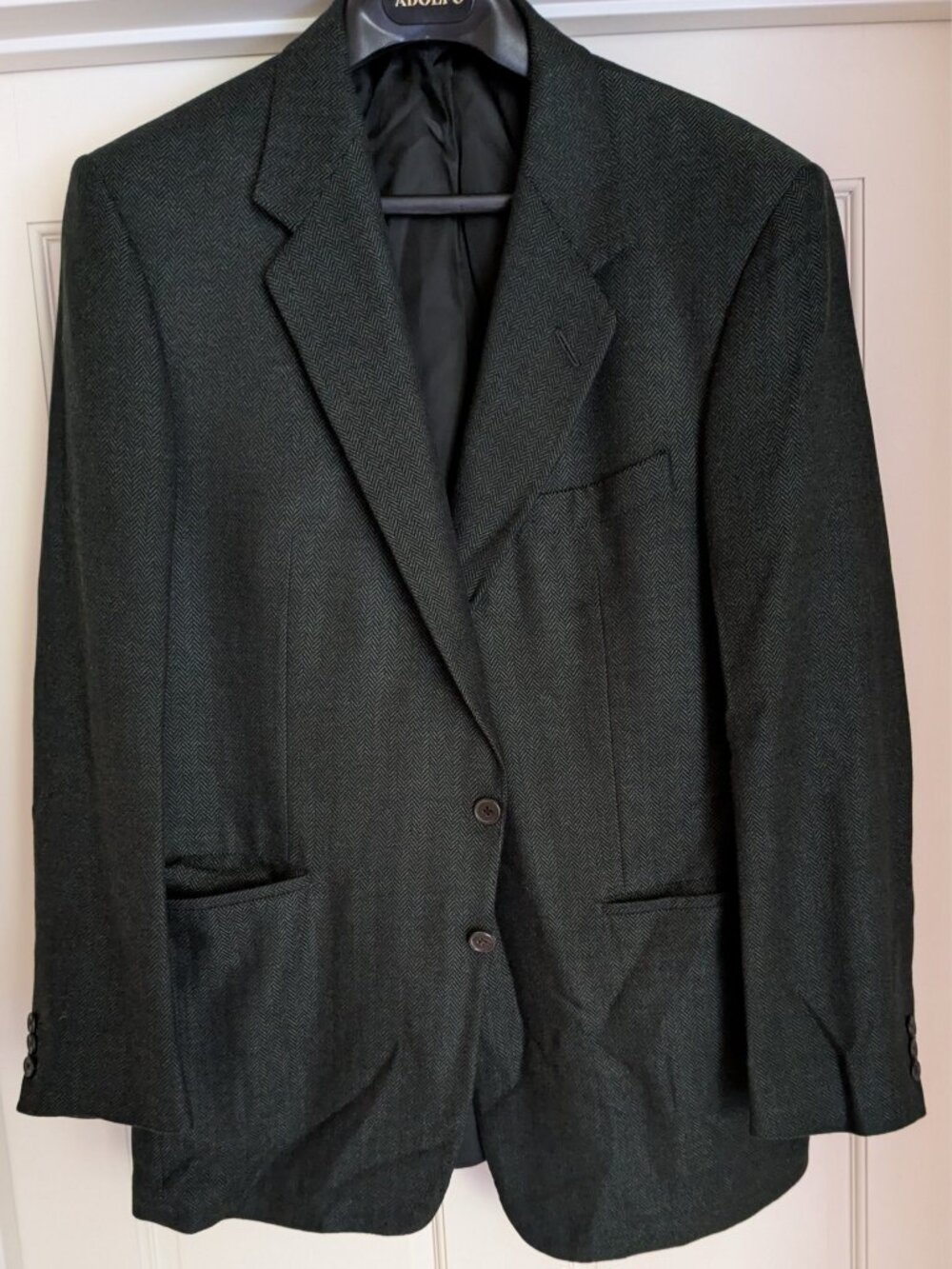 Chester Barrie for Harrods 100% Cashmere Dark Green Herringbone Sport Coat 42R